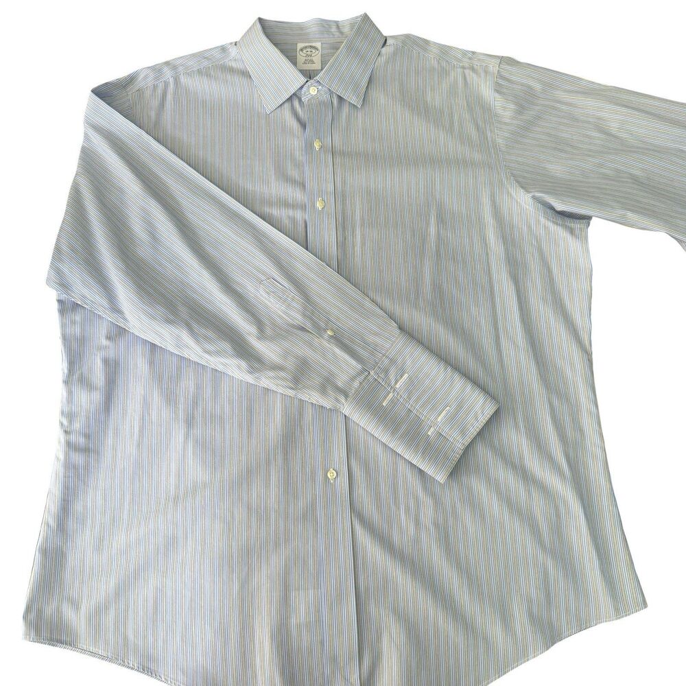 Brooks Brothers Dress Shirt Mens XXL 18-36 Blue French Cuff 346 Slim Fit Cotton